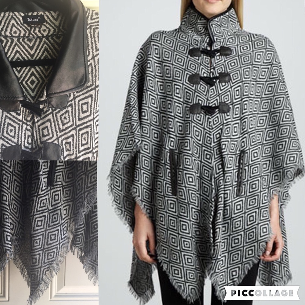 Rare 🦄 TOLANI geo print Cape Poncho Anthro✨NWOT